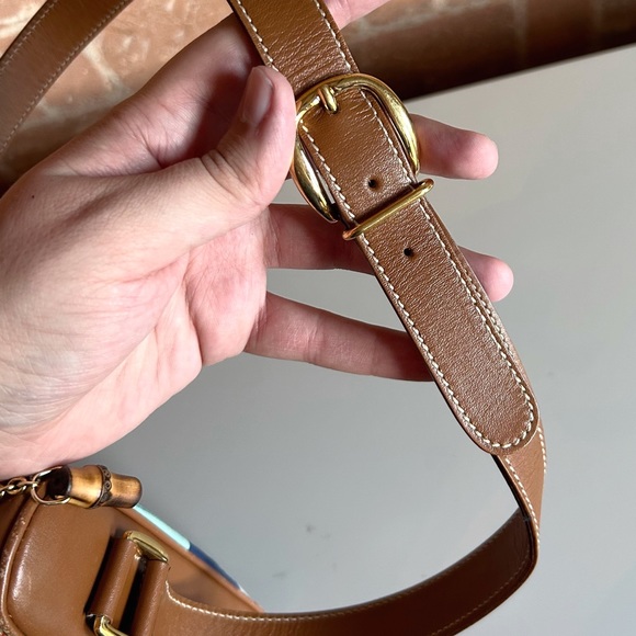 GUCCI Rare Vintage Blue Checkered Scarf Print Shoulder Bag - Picture 6 of 16